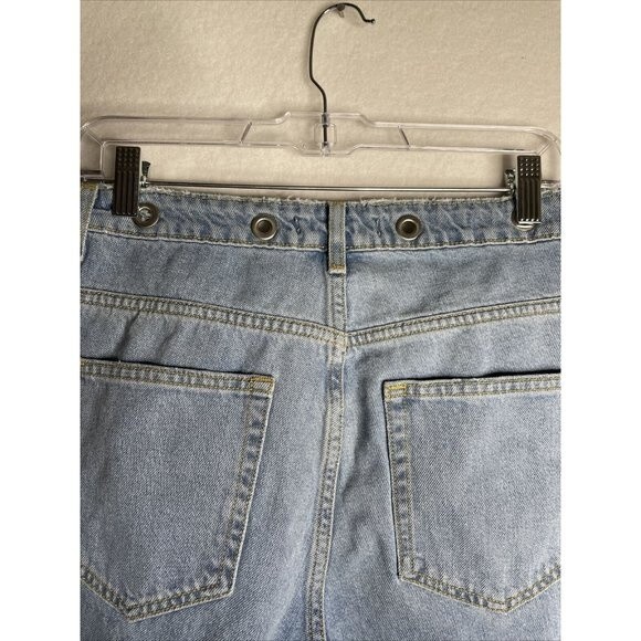 Zara basic button up jeans straight leg Distressed Frayed Button Holes Size 4 - Picture 9 of 9